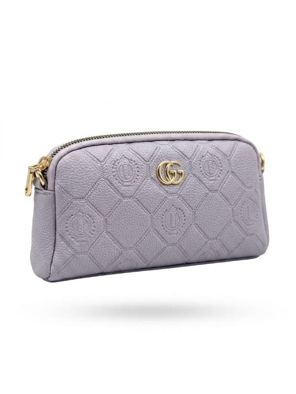 Lavender Geometric PU Leather Mini Purse with Gold Logo