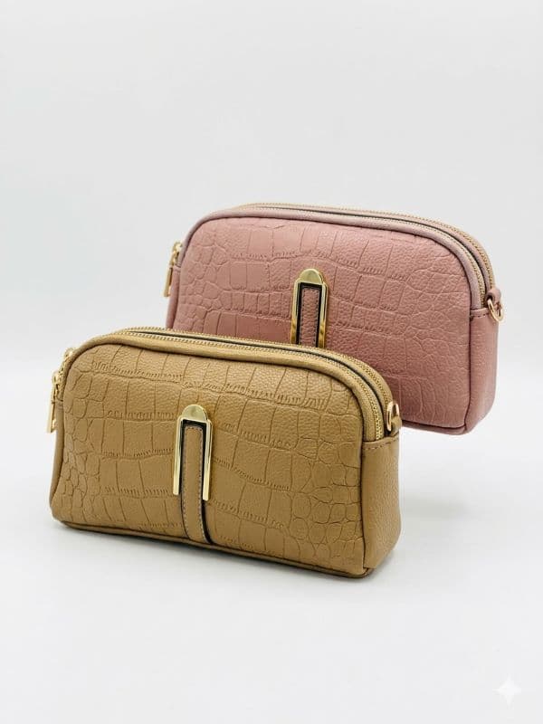 Black Croco PU Leather Crossbody Bag
