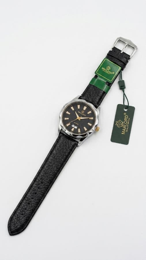 Maxlord 004 Men's Watch – Black Dial & Silver Bezel