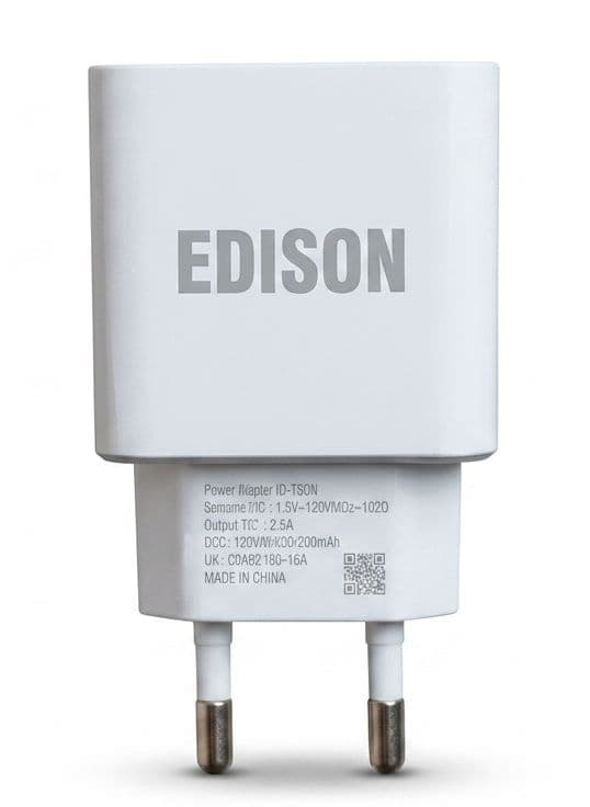 Edison Fast Charging Wall Charger 15W/25W White Safety Adapter