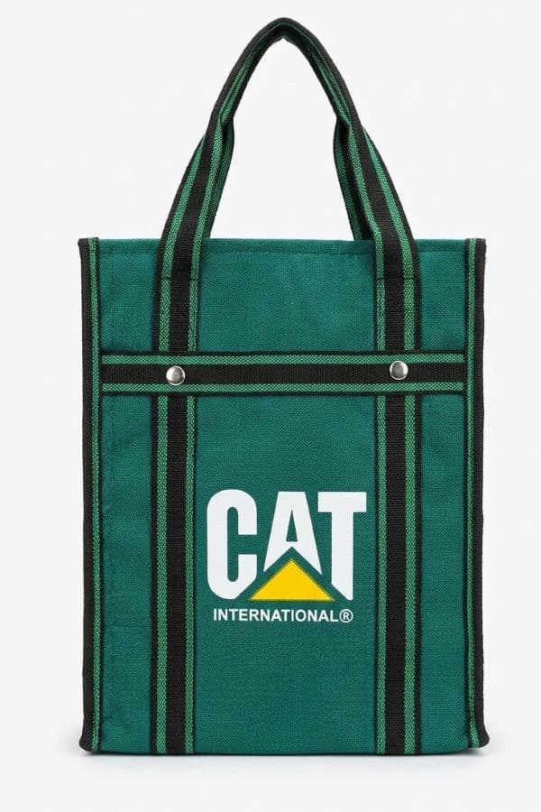 CAT গ্রিন ভার্টিক্যাল টোট ব্যাগ – লাঞ্চ ও ডেইলি ইউজ