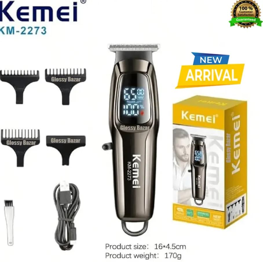 Kemei KM-2273 Professional Hair & Beard Trimmer (Cordless, USB Rechargeable)