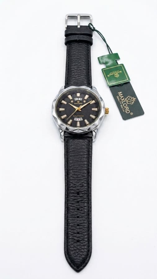 Maxlord Men's Quartz Watch – MP-004G Black Leather