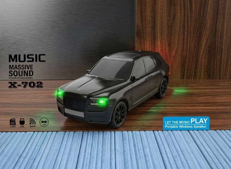 X-702 Car Shaped Portable Wireless Bluetooth Speaker | RGB Light, FM, USB, TF Card & Super Bass Mini Speaker