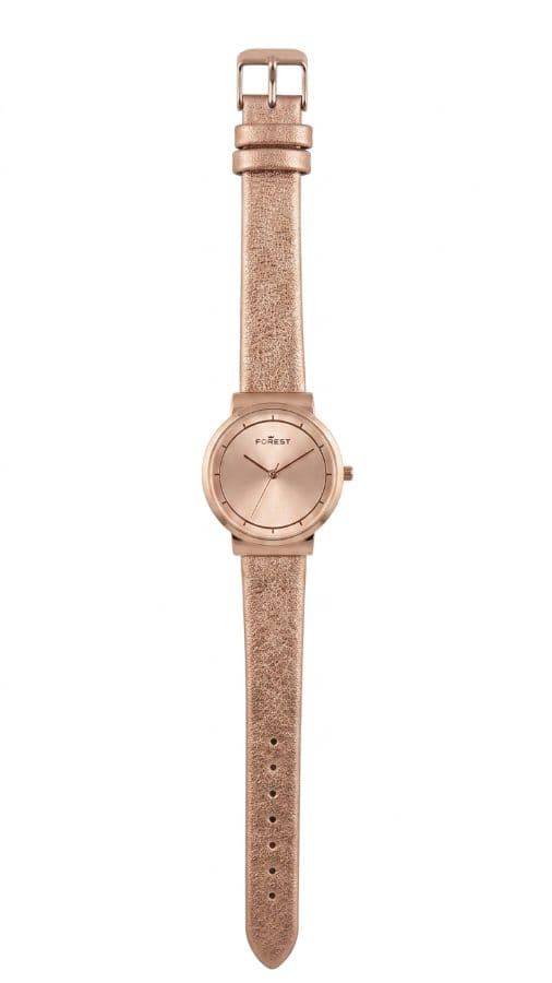 Women’s Rose Gold Minimalist Analog Watch – Elegant Clean Dial with Matching Metallic Leather Strap