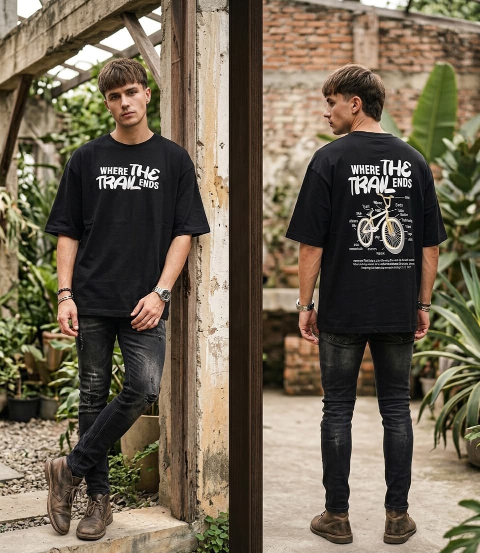 Premium Trail Explorer Drop Shoulder Graphic Cotton T-Shirt