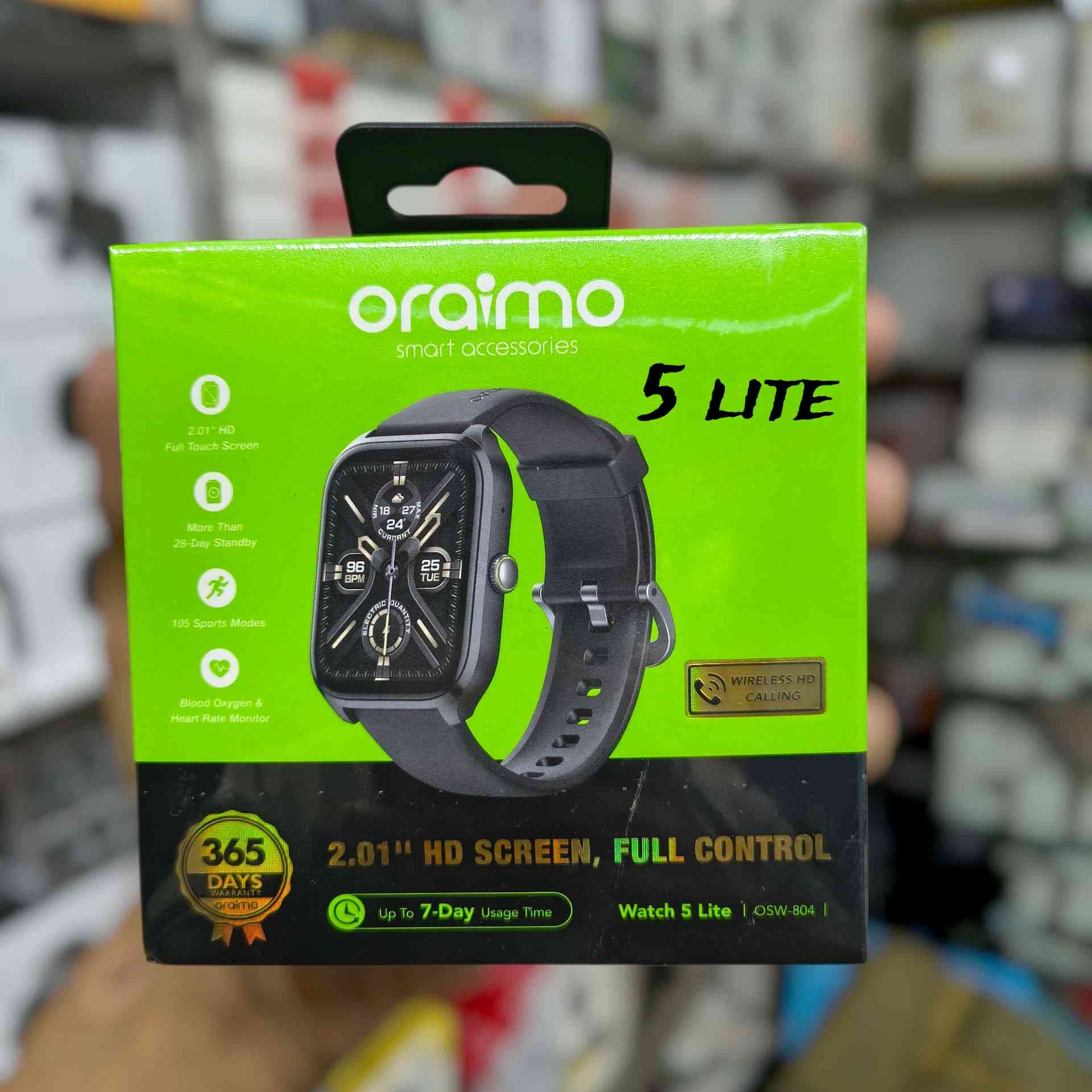 oraimo Watch 5 Lite (OSW 804) – 2.01" HD Screen Smartwatch with Bluetooth Calling