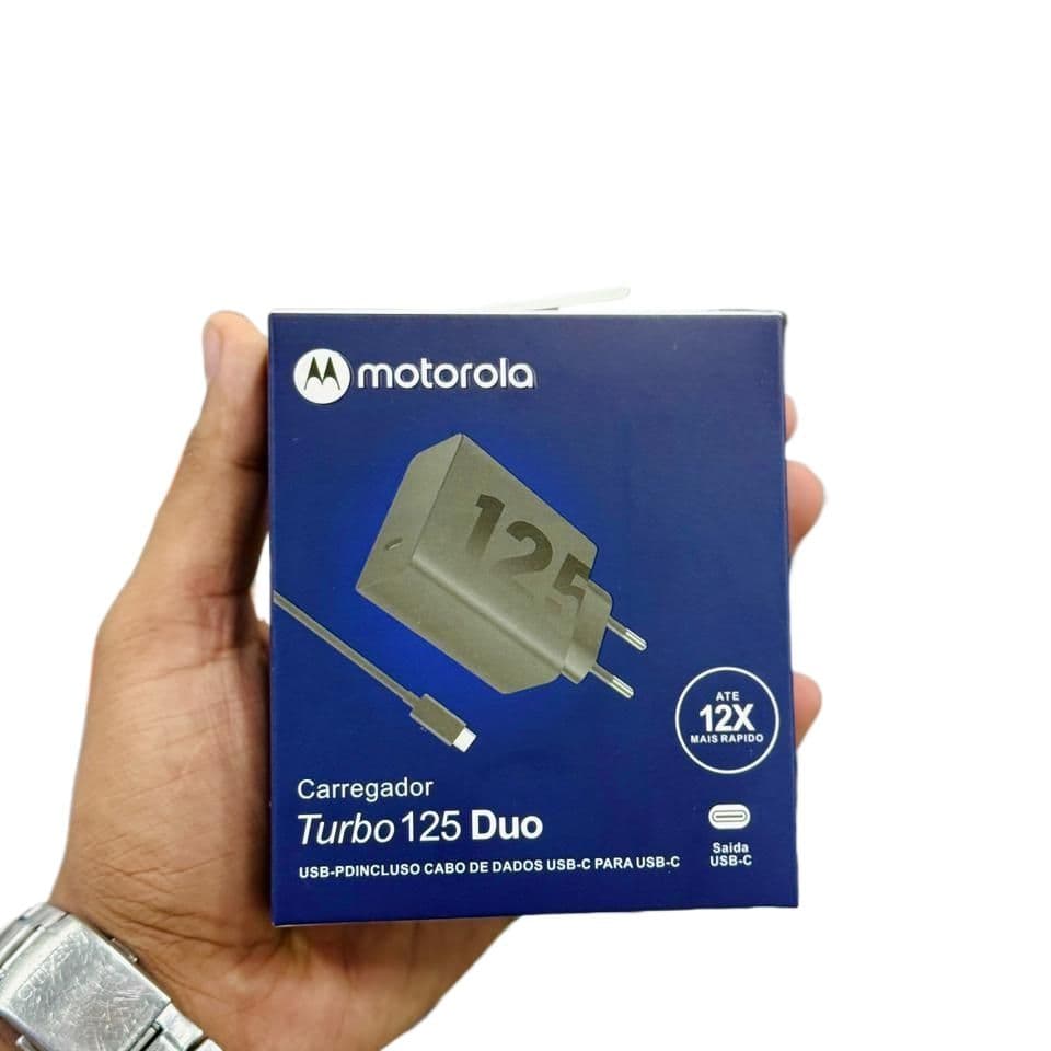 Motorola TurboPower 125W GaN Charger with 6.5A USB-C Cable – Ultra Fast Charging Power Adapter