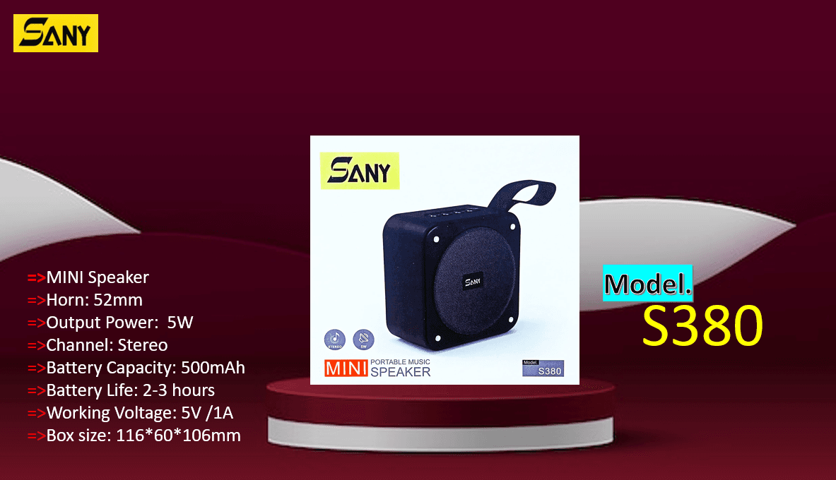 SANY S380 Mini Portable Bluetooth Speaker | Wireless Speaker with FM, USB, TF Card & Powerful Bass