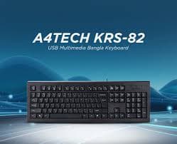 A4TECH KRS-82 USB Multimedia Keyboard | Durable Wired Keyboard with Soft Typing & Multimedia Keys for PC & Laptop