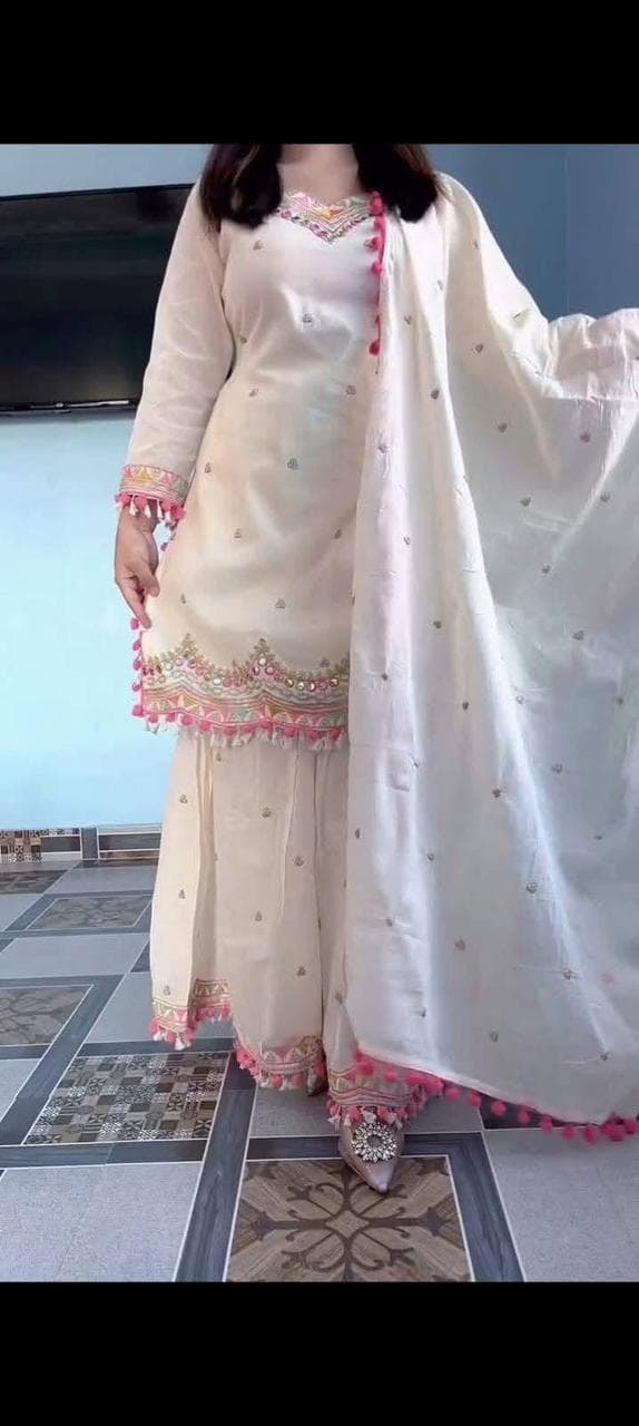 সাদাবাহার কটন গারারা কালেকশন থ্রি পিস
