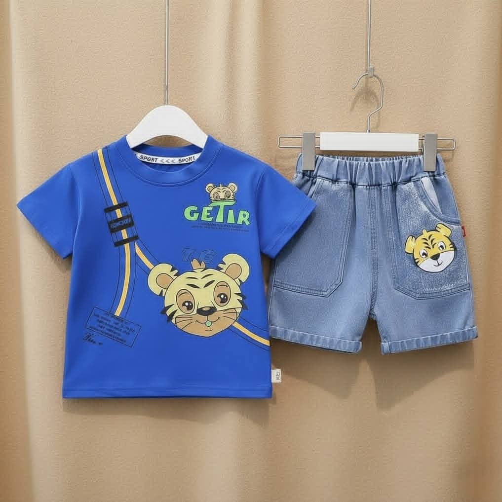 Premium Soft Cotton Kids Denim Jeans Pant & Cotton T-Shirt Set