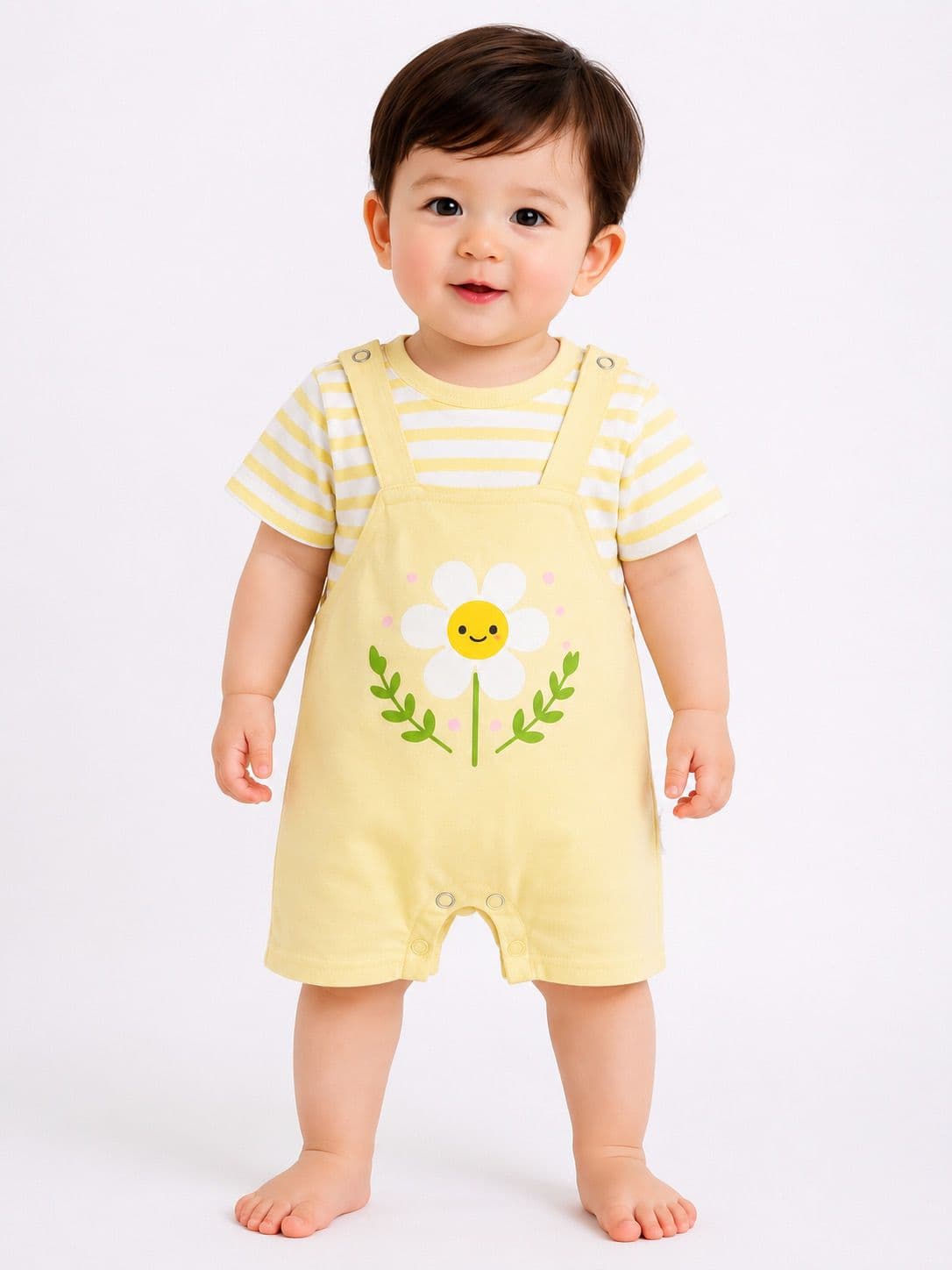 Premium Soft Peach Finish Baby Cotton Romper Set