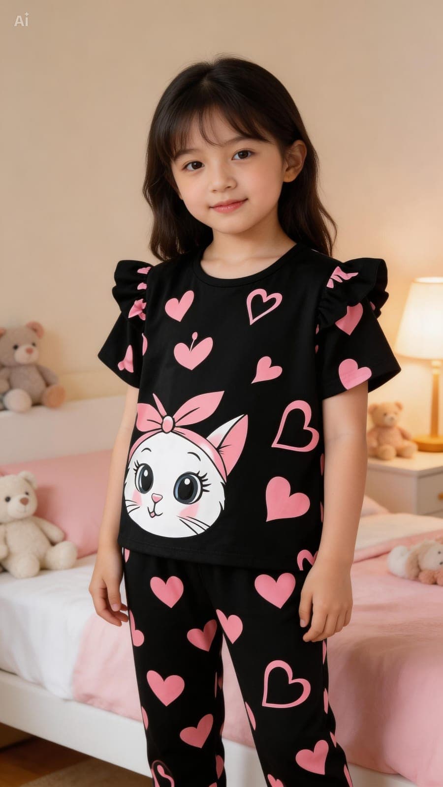Premium Soft Cotton Girls Long T-Shirt & Pant Set