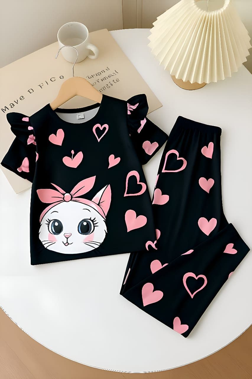 Premium Soft Cotton Girls Long T-Shirt & Pant Set