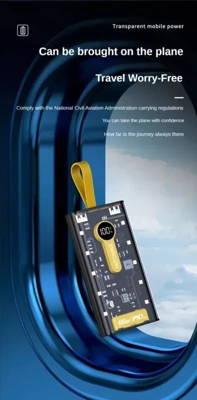 20000 mah Power Bank 22.5W Fast Charging PD Transparent Power bank with Night Light By latfu