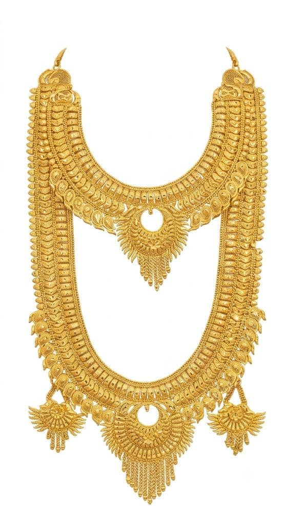Gold Plated Sitahar Necklace Set – Traditional Layered Bridal Jewelry Design